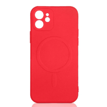 Силиконовый чехол MagSafe с микрофиброй для iPhone 12 DF iMagnetcase-02 (red)