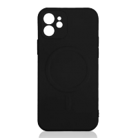 Силиконовый чехол MagSafe с микрофиброй для iPhone 12 mini DF iMagnetcase-01 (black)