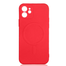 Силиконовый чехол MagSafe с микрофиброй для iPhone 12 mini DF iMagnetcase-01 (red)
