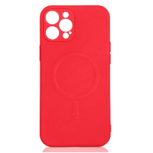 Силиконовый чехол MagSafe с микрофиброй для iPhone 12 Pro DF iMagnetcase-03 (red)