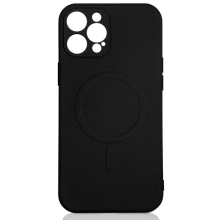 Силиконовый чехол MagSafe с микрофиброй для iPhone 12 Pro Max DF iMagnetcase-04 (black)