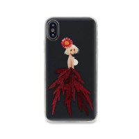 Чехол-накладка DYP Flower Case для Apple iPhone X/XS фея бордовые цветы