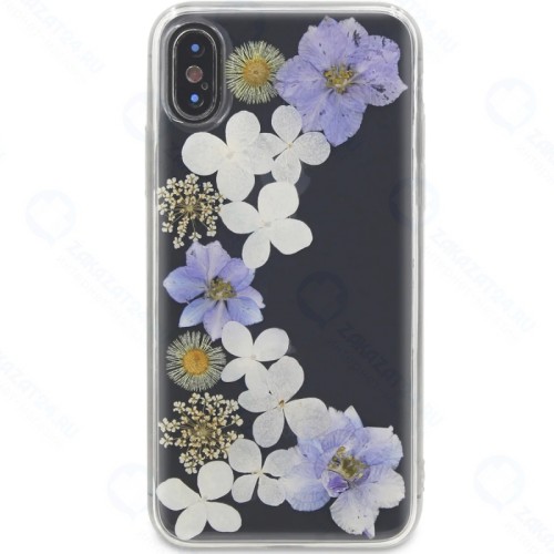 Чехол-накладка DYP Flower Case для Apple iPhone X/XS прозрачный с цветами