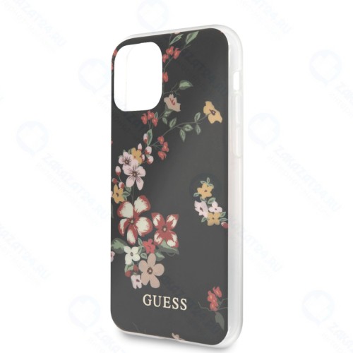Чехол Guess Flowers для iPhone 11 Pro Max, чёрный