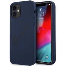 Чехол Guess Liquid silicone Script logo для iPhone 12 mini, синий