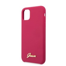 Чехол Guess Silicone collection Gold metal logo для iPhone 11 Pro, красный