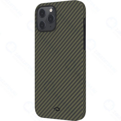 Чехол Pitaka MagEZ Case для iPhone 12 PRO Max, черно-зеленый, кевлар (арамид)