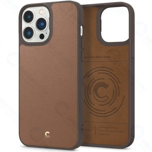 Чехол накладка Spigen iPhone 13 Pro Max Leather Brick by CYRILL Saddle Коричневый