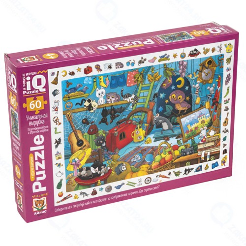 Пазл с развивающей игрой АЙРИС-ПРЕСС 28223 Зверюшки в избушке 60 эл.