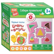 Развивающая игра FUN BOX Собери правильно! Цифры и фигуры Развивающая игра FUN BOX Собери правильно! Цифры и фигуры