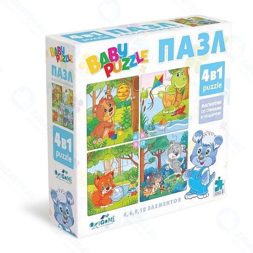 Пазл ORIGAMI 04893 для малышей 4 в 1, голубой