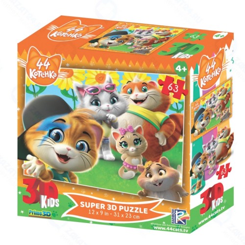 Стерео пазл PRIME 3D 44 котенка. Сюжет 2, 63 дет.