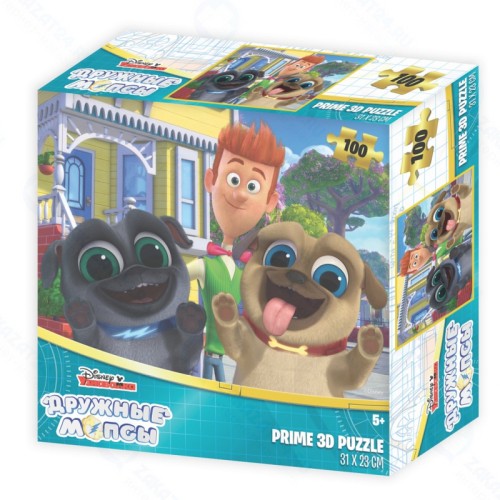 Стерео пазл PRIME 3D Дружные мопсы 100 дет.