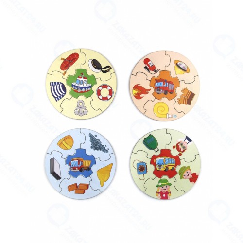 Деревянный пазл WOODLANDTOYS 149102 круглый Транспорт