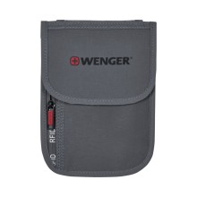 Чехол для документов WENGER на шею с системой защиты данных RFID, серый, полиэстер