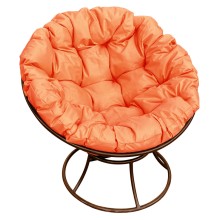 Кресло Папасан без ротанга коричневое + оранжевая подушка Кресло Папасан без ротанга коричневое + оранжевая подушка