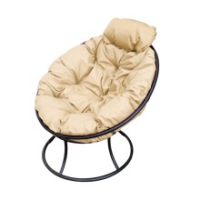 Кресло Папасан мини черное + бежевая подушка Кресло Папасан мини черное + бежевая подушка
