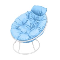 Садовое кресло M-GROUP Папасан мини без ротанга белое + голубая подушка