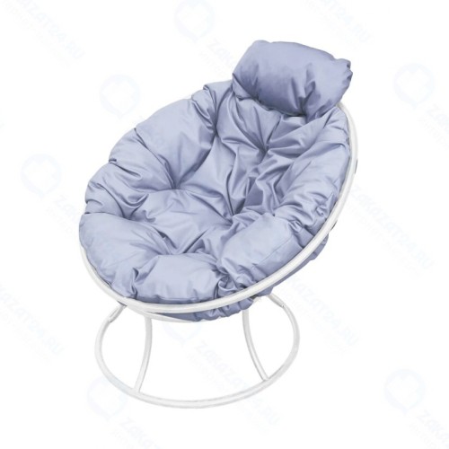 Садовое кресло M-GROUP Папасан мини без ротанга белое + серая подушка