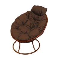Садовое кресло M-GROUP Папасан мини без ротанга коричневое + коричневая подушка