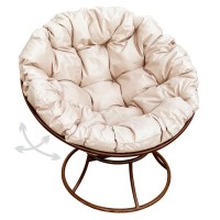 Садовое кресло M-GROUP Папасан пружинка коричневое + бежевая подушка