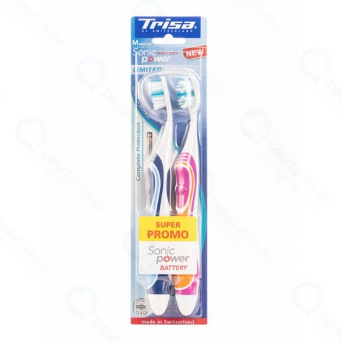 Набор электрических зубных щеток Trisa Sonicpower Battery 666700 Orange-Blue