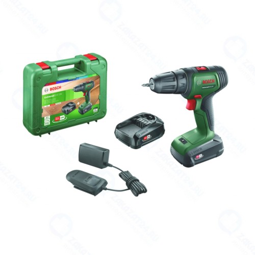 Дрель-шуруповерт аккумуляторная BOSCH UniversalDrill 18V (2x1,5 Ah) + AL 1810 CV