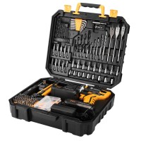 Аккумуляторная дрель-шуруповерт DEKO DKCD20FU-Li 2*20В 2Ач Li-Ion, набор инструментов 193 предмета