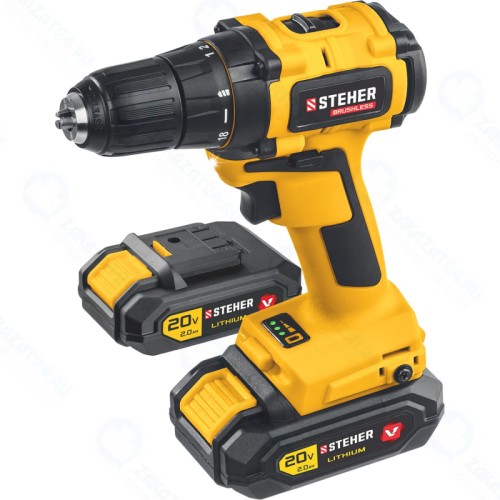 Шуруповерт STEHER CDB-200-2, бесщёточная в кейсе, 2 АКБ
