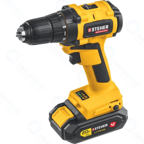 Шуруповерт аккумуляторный STEHER CDB-200-1, бесщёточная в кейсе, 1 АКБ (2Ач)