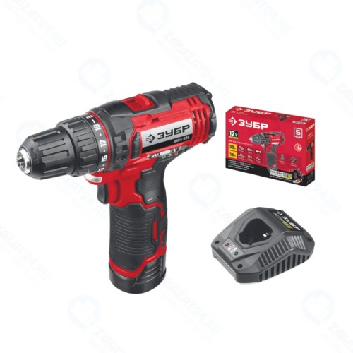 Дрель-шуруповерт аккумуляторная ЗУБР ДШЛ-125-21, 1 АКБ (2Ач)