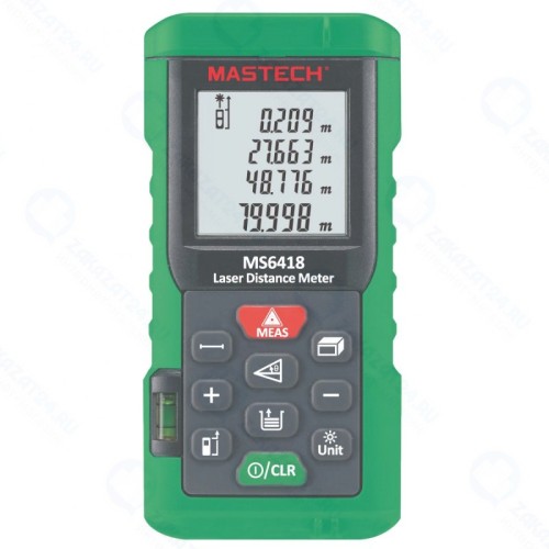 Дальномер лазерный Mastech MS6418, 80 м, площадь, объем, теорема Пифагора