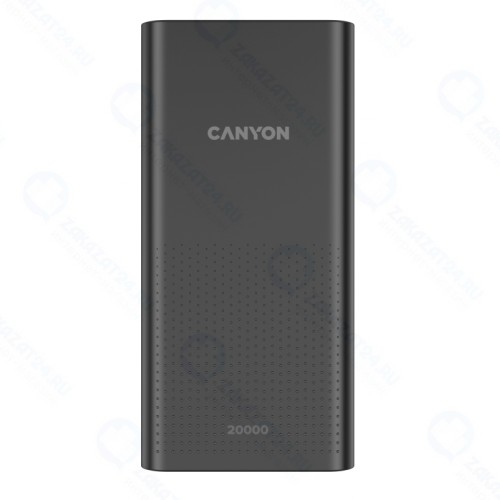 Ультраемкий внешний аккумулятор Canyon PB-2001, 20000 мАч, 2*USB-A, 5В/2,1А, черный