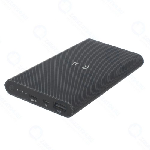 Внешний аккумулятор с беспроводной зарядкой Kubic PB10X Wireless, 10 000 мАч, Qi, Soft-touch, доп. вход Type-C, тёмно-серый