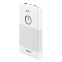 Внешний аккумулятор Perfeo Powerbank 10000 mah + Micro usb /In Micro usb /Out USB 1 А, 2.1A/ White