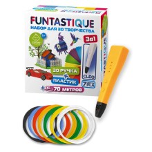 Набор для 3D творчества Funtastique 4 в 1, 3D ручка Cleo оранжевая, с подставкой + PLA 7 цветов + книга трафаретов (4-1-FPN04O-PLA-7-SB)