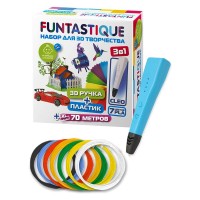 Набор для 3D творчества Funtastique 4 в 1, 3D ручка Cleo синяя + PLA 7 цветов + книга трафаретов (4-1-FPN04U-PLA-7-SB)