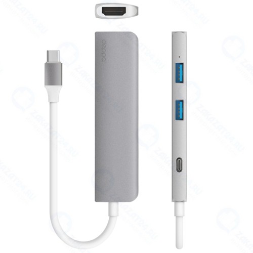 Адаптер-переходник Deppa HDMI Power Delivery, 2 x USB 3.0 (73118)