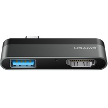 Разветвитель для компьютера Usams US-SJ462 Type-C Mini HUB USB + HDMI Grey (SJ462HUB01)