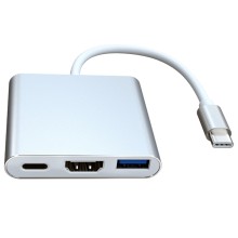 Адаптер-переходник RED-LINE 3 в 1, USB Type-C, серебристый (УТ000013654)
