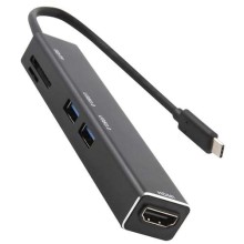 Адаптер Barn&Hollis Type-C 5 в 1 с проводом, черный (УТ000022789) Адаптер Barn&Hollis Type-C 5 в 1 с проводом, черный (УТ000022789)