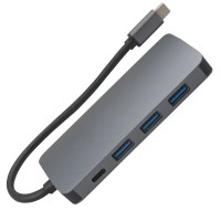 Разветвитель для компьютера BARN-HOLLIS Type-C 8 in 1, алюминий, серый (УТ000027055)