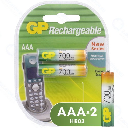 Аккумуляторы GP АAА (HR03) 700 мАч, 2 шт (70PROAAAHC-CR2)