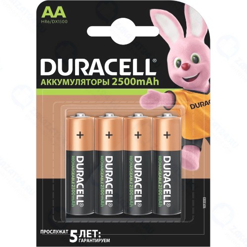 Аккумулятор Duracell АА (HR6) 2500 мАч, 4 шт (HR6-4BL)
