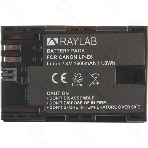 Аккумулятор Raylab RL-LPE6 1600мАч (для EOS 6D 60D, 70D, 80D, 7D, 5D mark II, mark III)