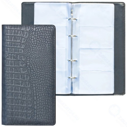 Визитница на кольцах Brauberg Cayman, на 240 визиток, черная (231763)