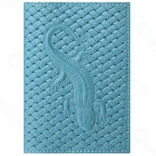 Обложка для паспорта Staff Profit, с ящерицей, бирюзовая (237202)