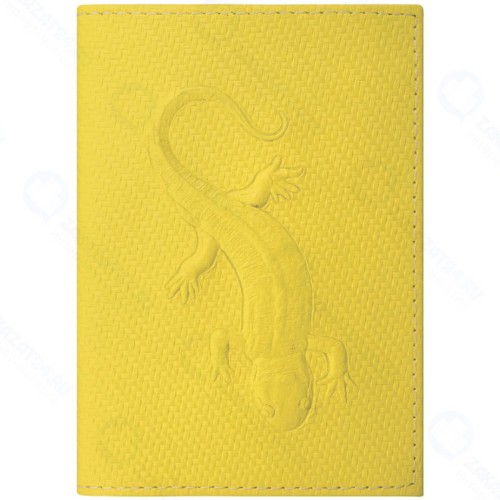 Обложка для паспорта Staff Profit, с ящерицей, желтая (237205)