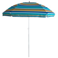 Пляжный зонт ECOS BU-61, диаметр 130 см, складная штанга 170 см, голубой/полоски