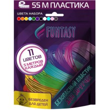 Пластик для 3D ручки FUNTASY PLA 11 цветов х 5 м (PLA-SET-11-5-1)